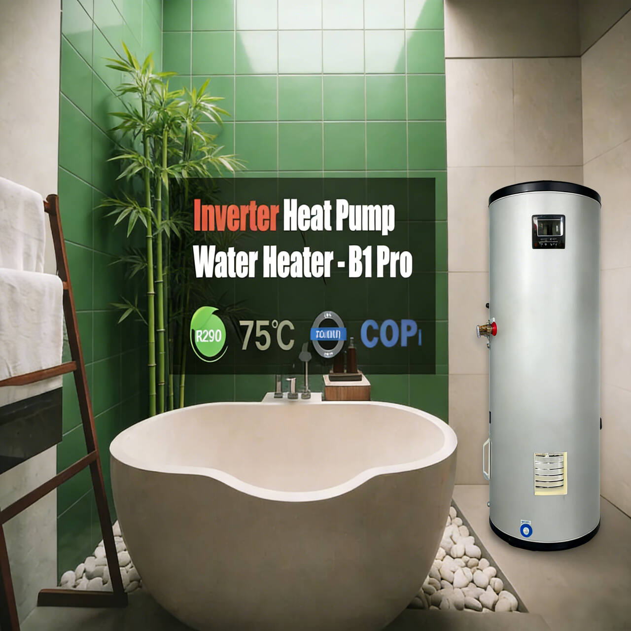 Home Bathroom Water Heater - 200L All-in-One Heat Pump Water Heater