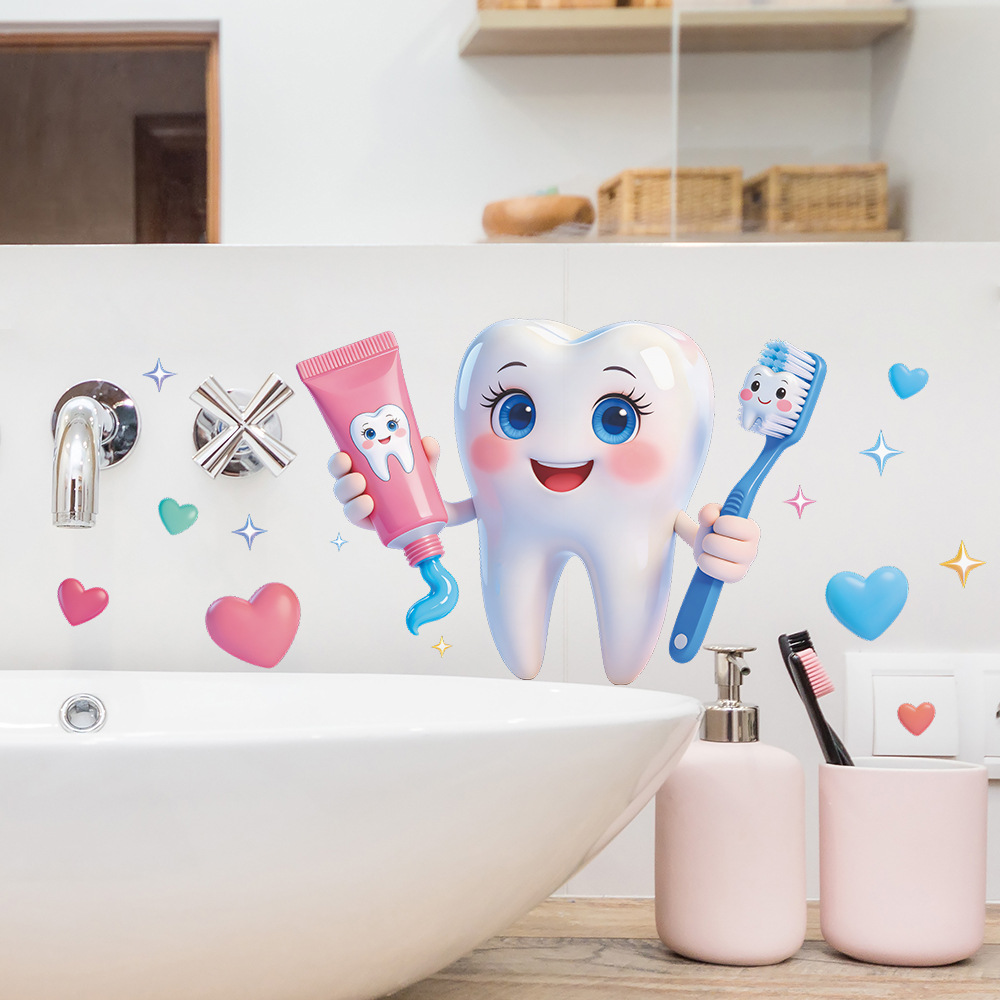 Jet Home Bathroom - Cartoon Tooth Design Wall Sticker PVC