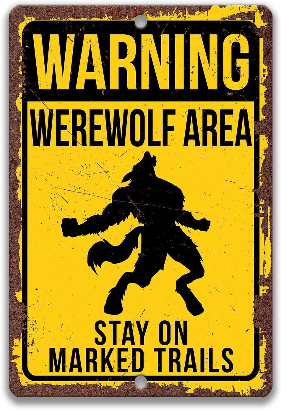 Home Bathroom Sign - Werewolf Sign, Howling Metal Tin Sign