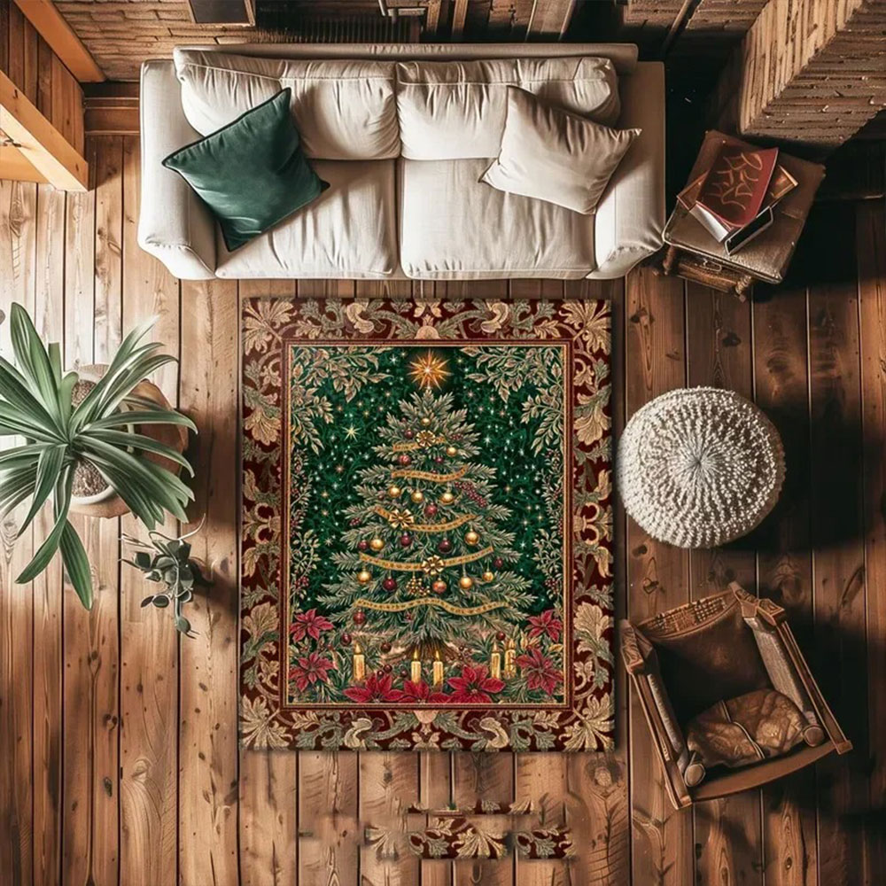 Home Bathroom Scene - Christmas Santa Sleigh Rug Festive Holiday