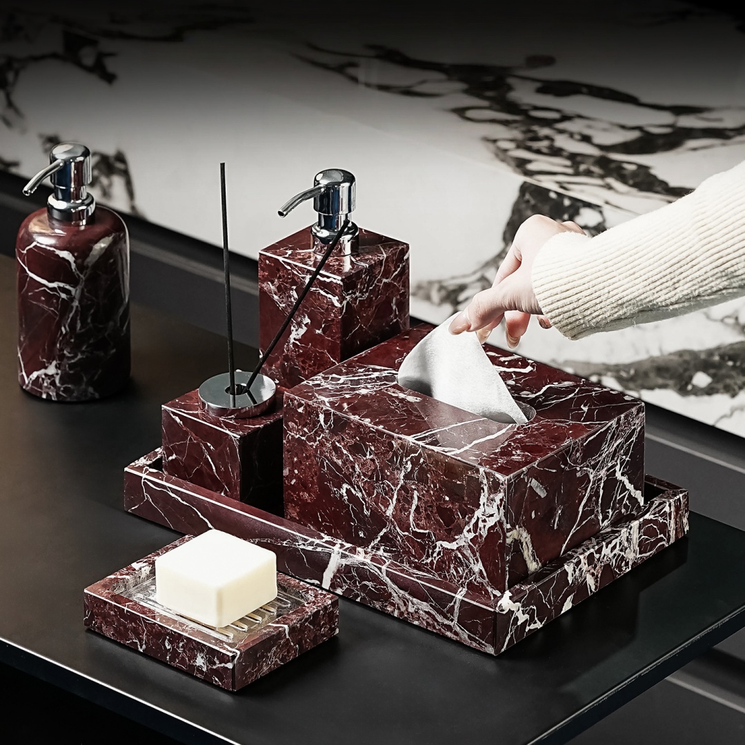 Home Center Bathroom Accessories - Luxury Natural Marble Rosa Levanto Bathroom