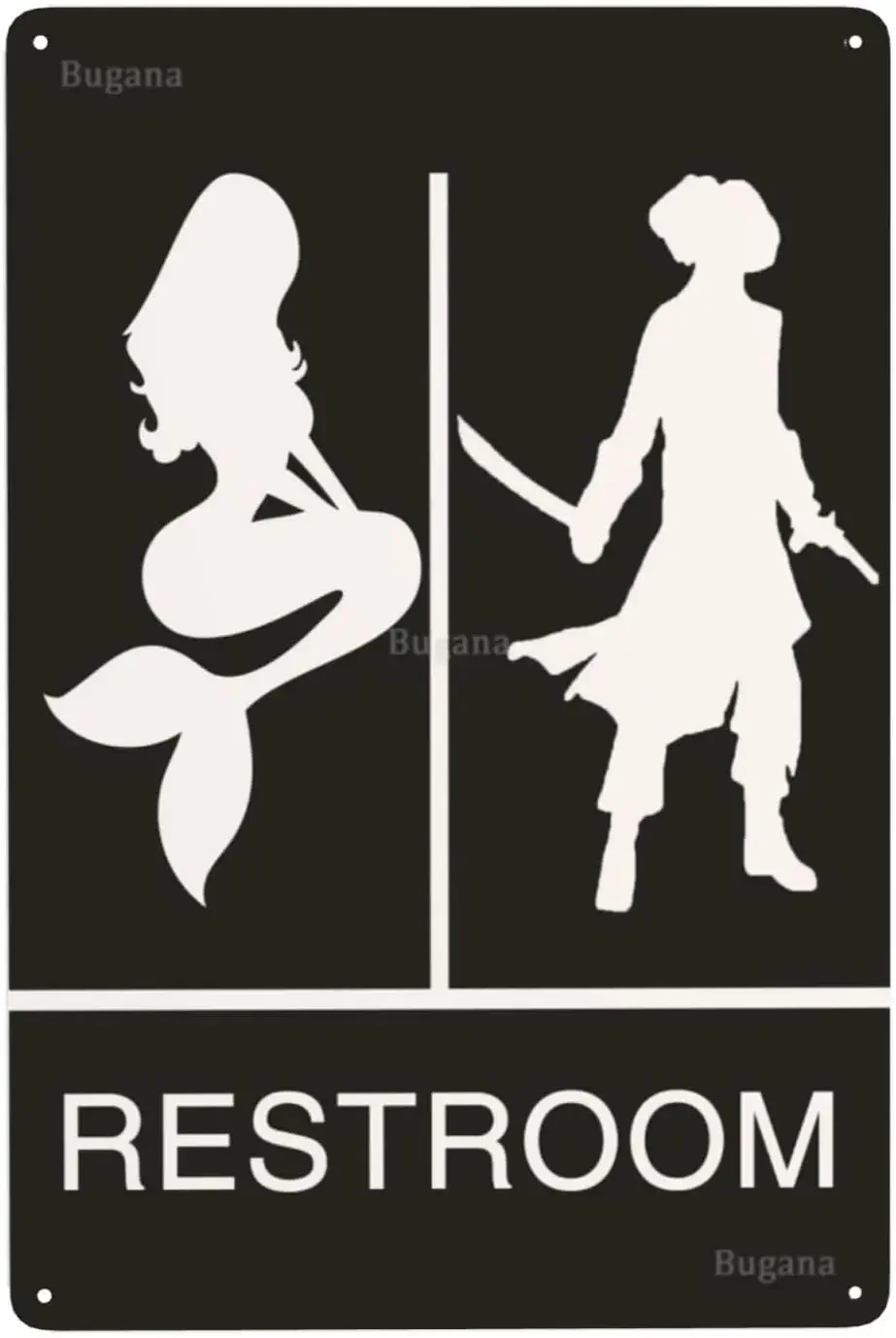 Home Bathroom Sign - Mermaid Pirate Restroom Vintage Metal Sign,