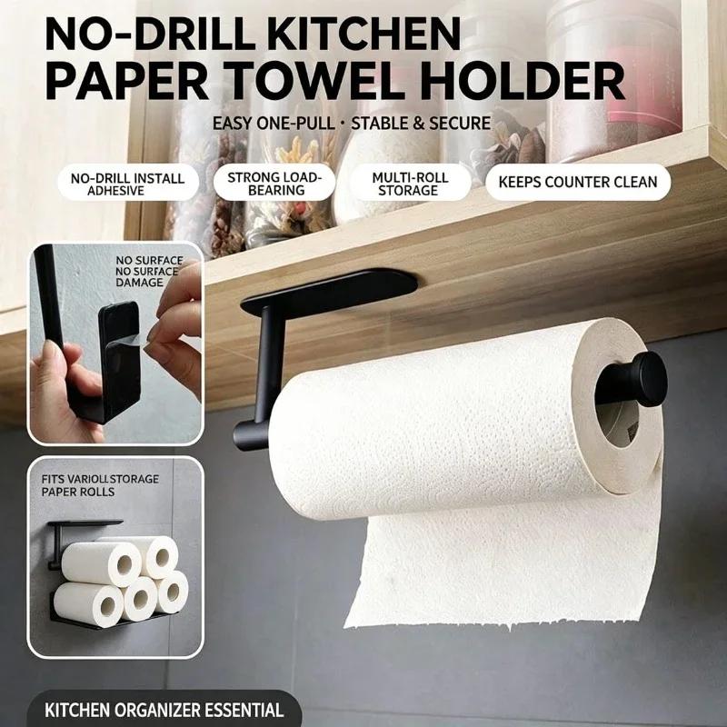 Home Bathroom Paper Towel Holder - Paper Roll Holder Towel Rack Hanging