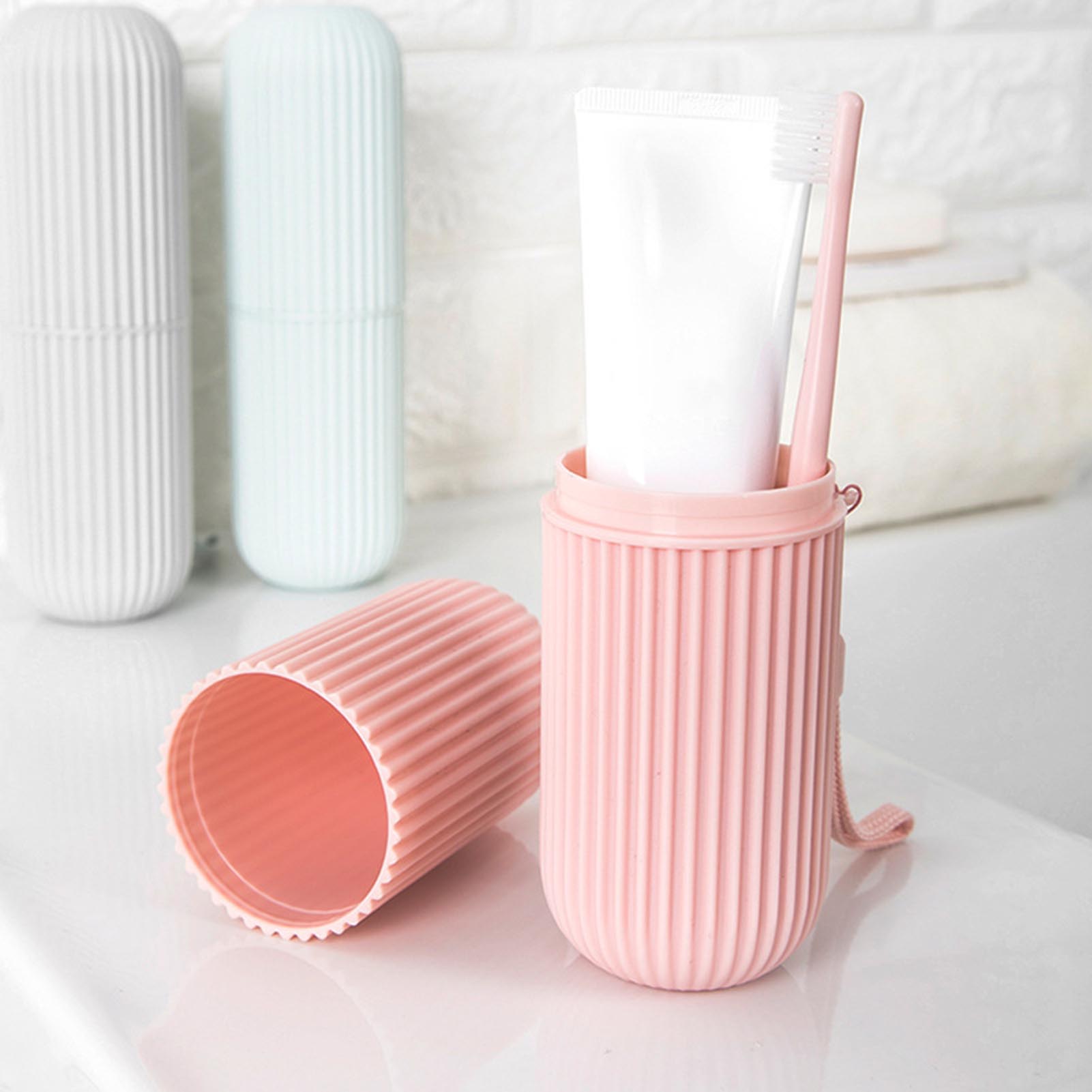 Home Goods Bathroom Storage - Pink Empty Travel Portable Toothbrush Cup