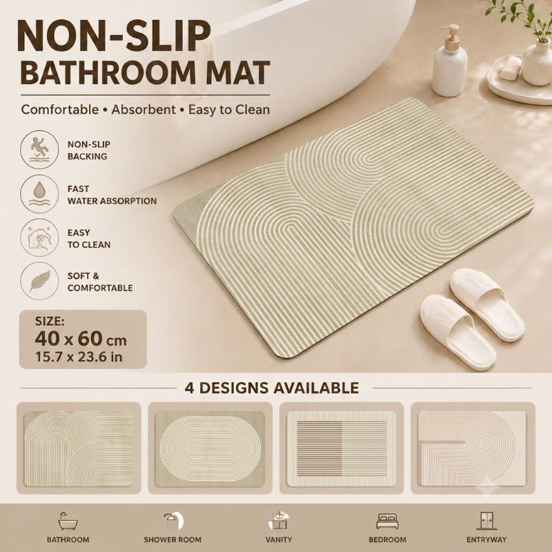 Non Slip Bath Mat - Diatomite Bath Mat Quick Dry Absorbent