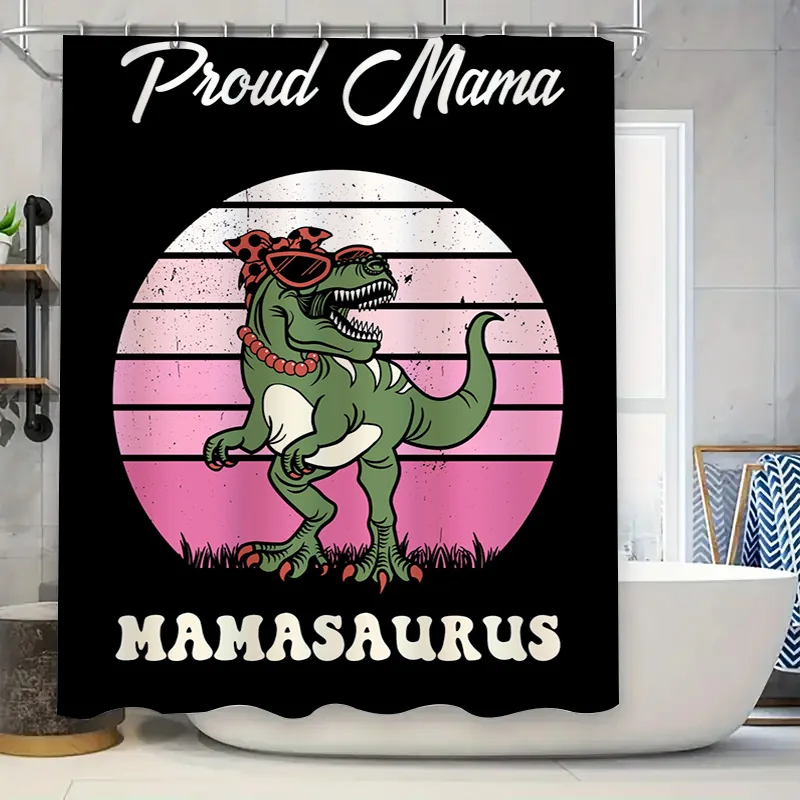 Home Decor Bathroom Ideas - Stylish Mama Dinosaur Shower Curtain Cute