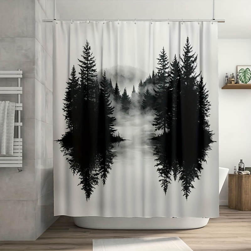 Home Decor Bathroom Ideas - Misty Forest Woodland Shower Curtain Nature