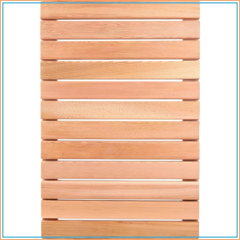 Non Slip Bath Mat - Natural Cedar Wood Shower Mat, Non-Slip