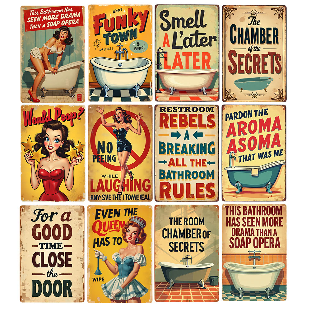 Funny Bathroom Rules Vintage M - Home Decor Bathroom Ideas recension och pris