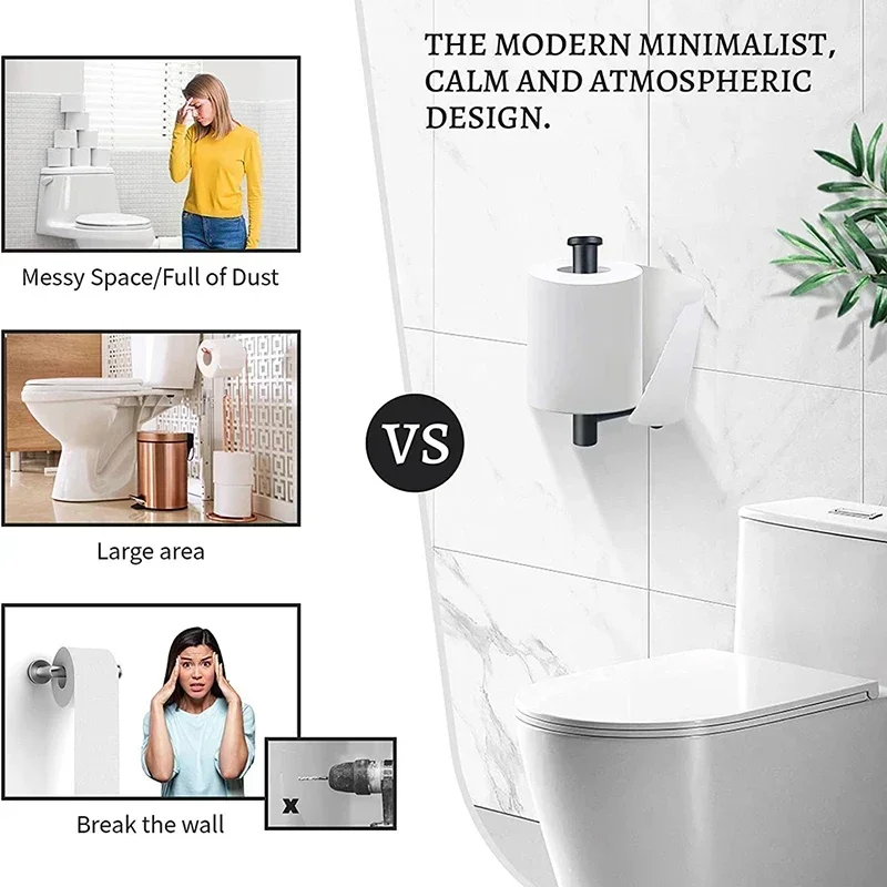 Black Self Adhesive Toilet Pap - Home Bathroom Paper Towel Holder recension och pris