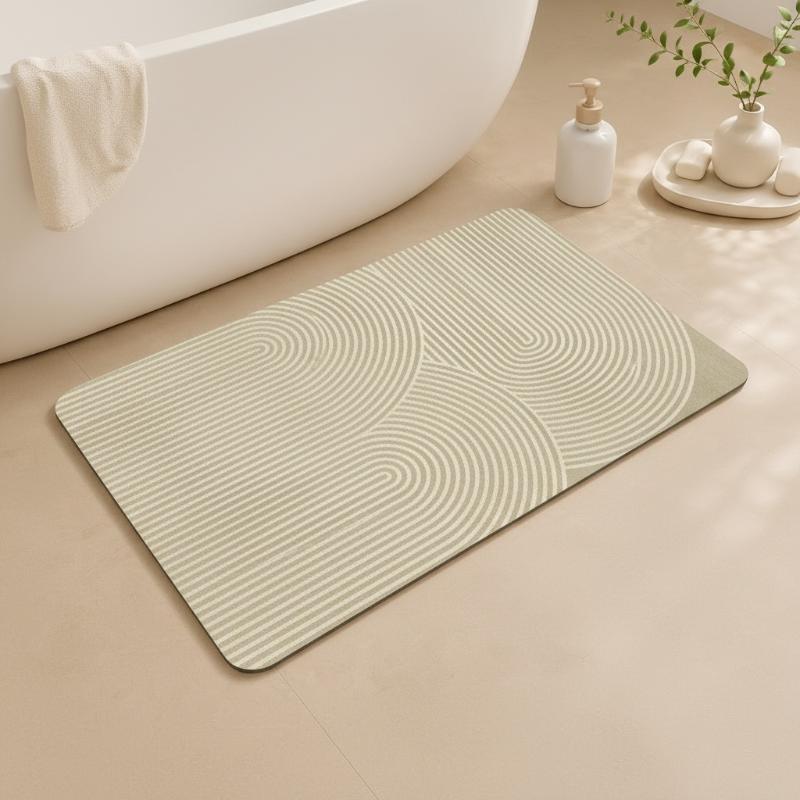 (Beige Striped Diatomite Bath  - Non Slip Bath Mat recension och pris