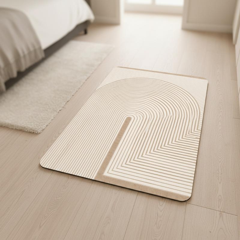 (Beige Striped Diatomite Bath  - Non Slip Bath Mat recension och pris