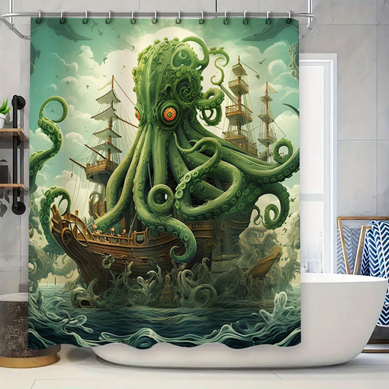 Octopus Ship Shower Curtain Su - Home Decor Bathroom Ideas recension och pris