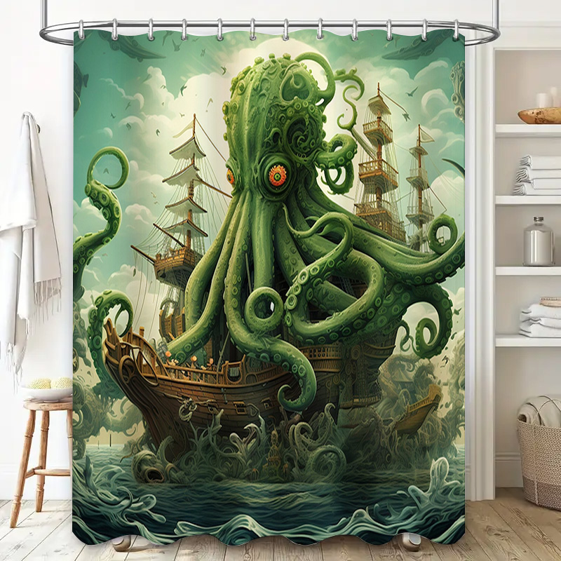 Octopus Ship Shower Curtain Su - Home Decor Bathroom Ideas recension och pris