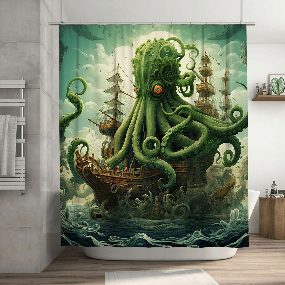 Octopus Ship Shower Curtain Su - Home Decor Bathroom Ideas recension och pris