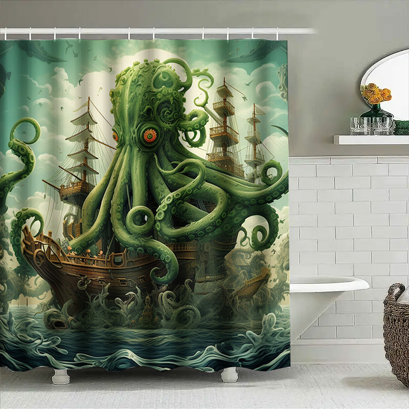 Octopus Ship Shower Curtain Su - Home Decor Bathroom Ideas recension och pris
