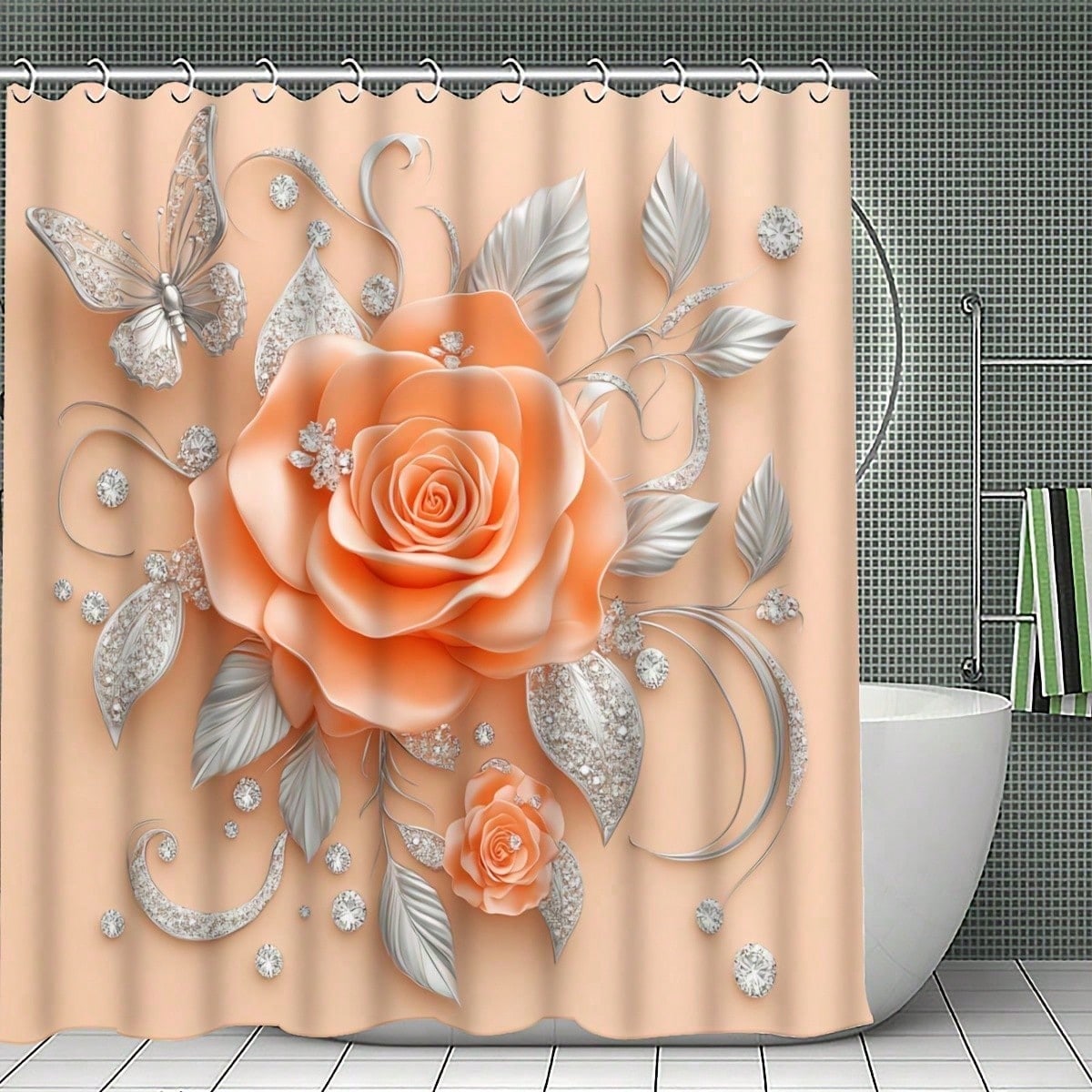 1/3/4pcs Peachy Roses Shower C - Home Center Bathroom Accessories recension och pris