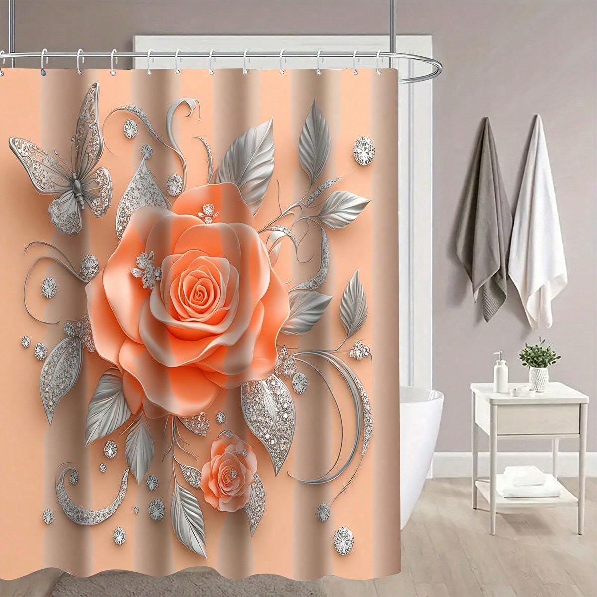 1/3/4pcs Peachy Roses Shower C - Home Center Bathroom Accessories recension och pris