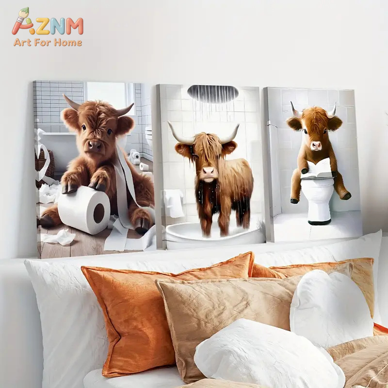 AZNM Funny Highland Cow Bathro - Home Bathroom Scene recension och pris