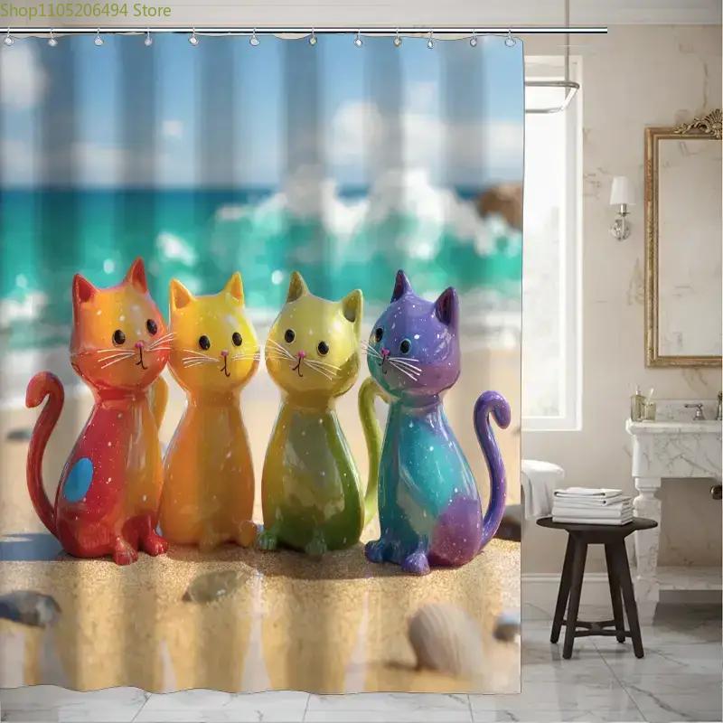 Colorful Rainbow Cats Shower C - Home Decor Bathroom Ideas recension och pris