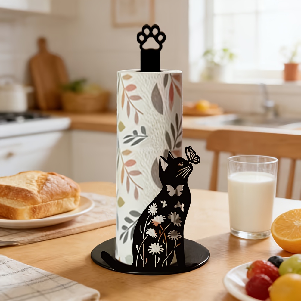 1 Piece 2D Flat Cute Black Cat - Home Bathroom Paper Towel Holder recension och pris
