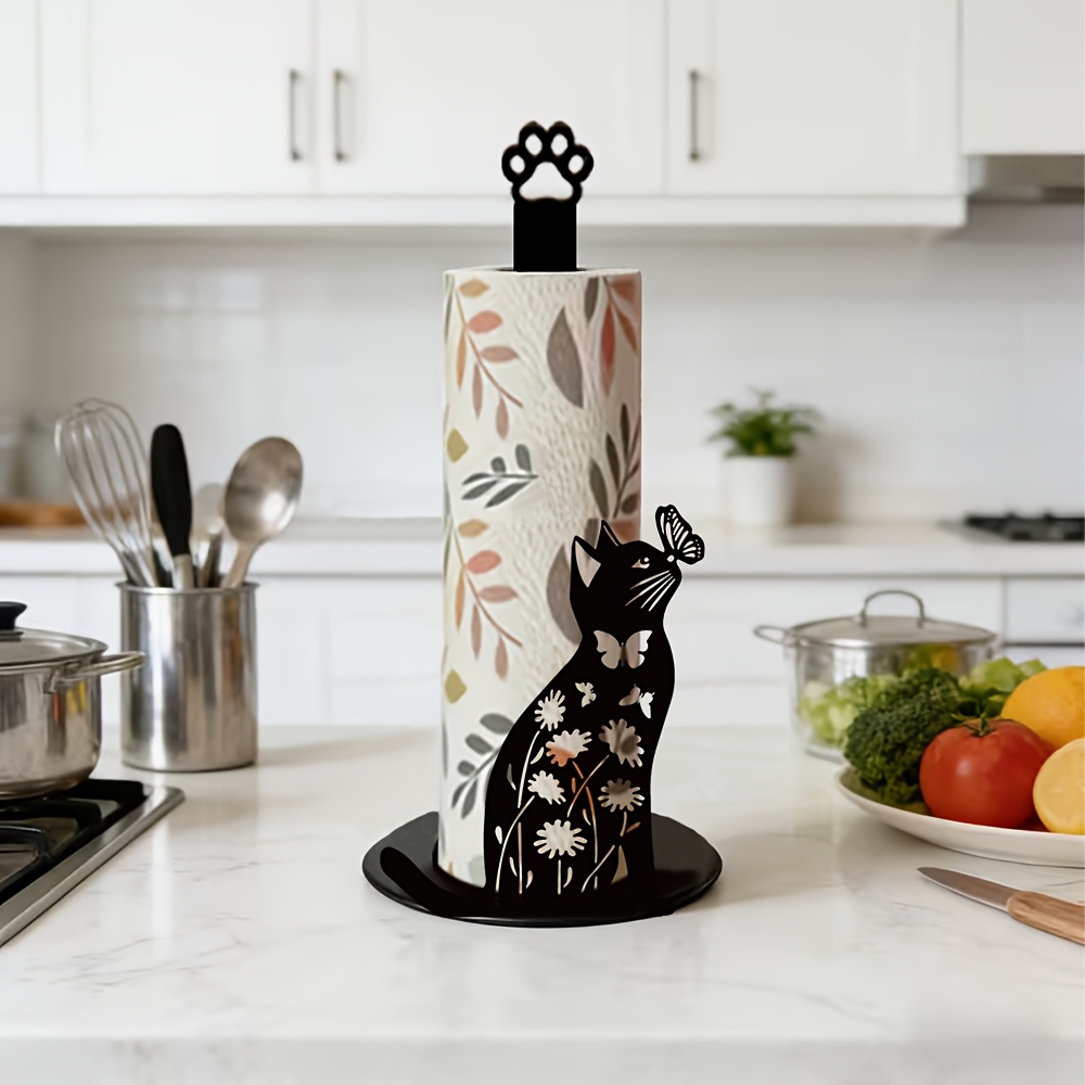 1 Piece 2D Flat Cute Black Cat - Home Bathroom Paper Towel Holder recension och pris