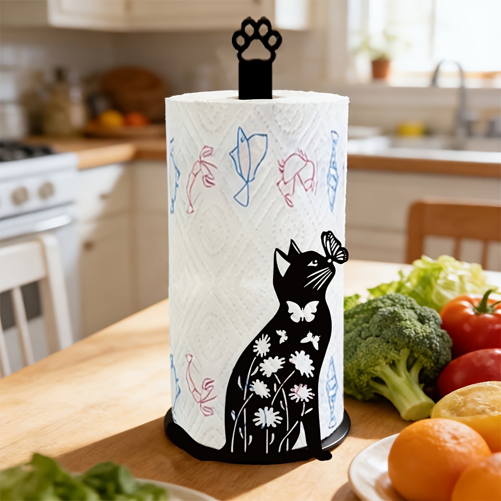 1 Piece 2D Flat Cute Black Cat - Home Bathroom Paper Towel Holder recension och pris