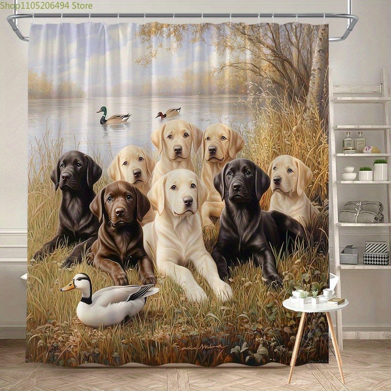 Labrador Dog Family Shower Cur - Home Decor Bathroom Ideas recension och pris