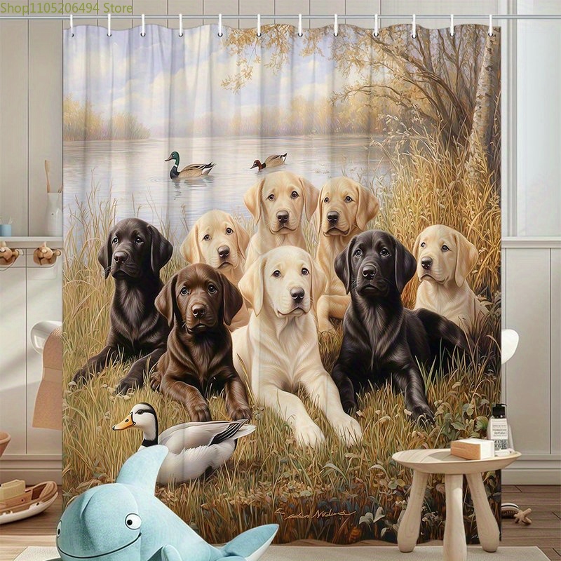 Labrador Dog Family Shower Cur - Home Decor Bathroom Ideas recension och pris