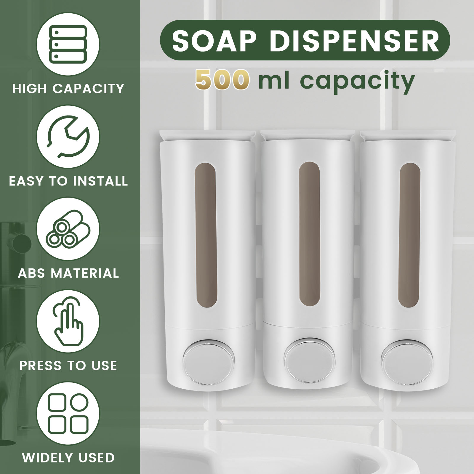 500ml Wall Mounted Bathroom Li - Home Bathroom Wall Soap Dispenser recension och pris