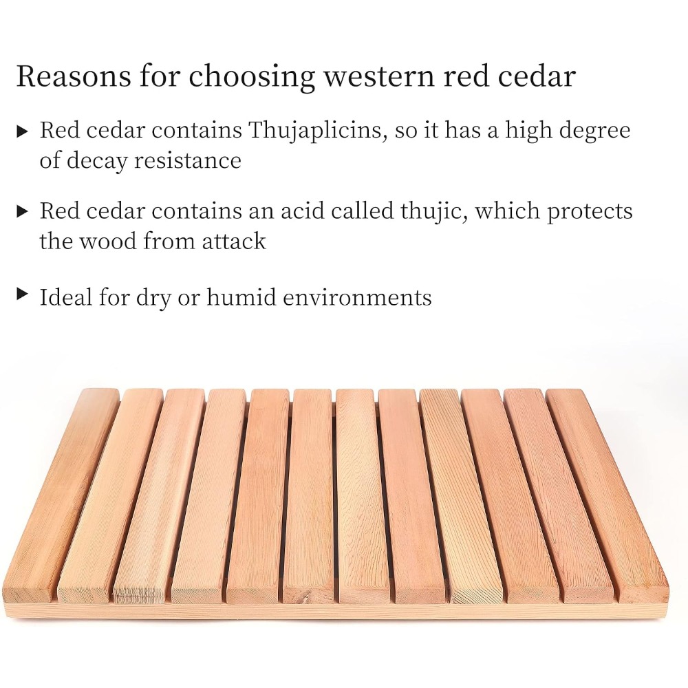 Natural Cedar Wood Shower Mat, - Non Slip Bath Mat recension och pris