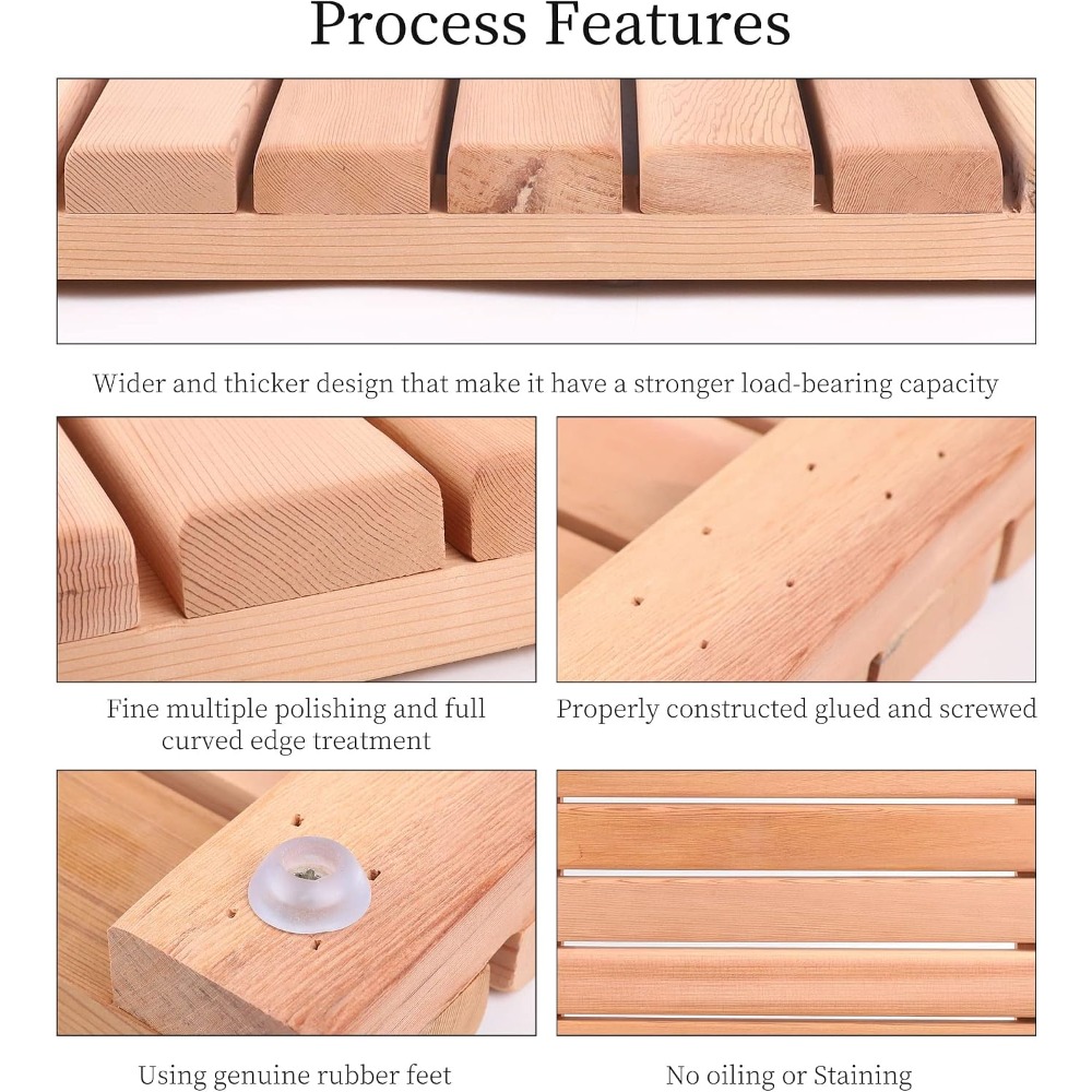 Natural Cedar Wood Shower Mat, - Non Slip Bath Mat recension och pris